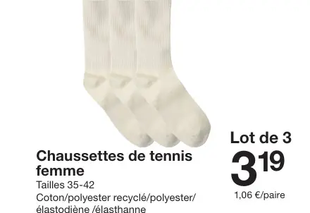 Offre: Chaussettes de tennis femme