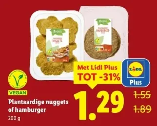 Aanbieding: Plantaardige nuggets of hamburger