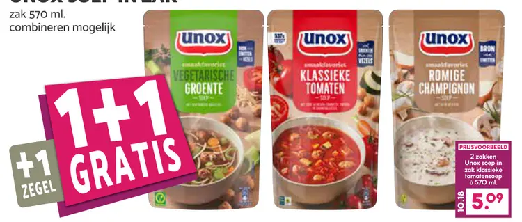 Aanbieding: Unox soep in zak