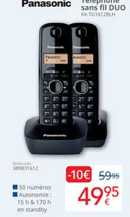 Offre: Panasonic Téléphone sans fil DUO