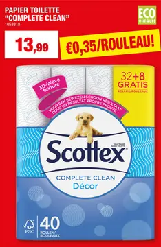 Offre: Scottex Complete Clean Décor papier toilette 32+8 gratuits