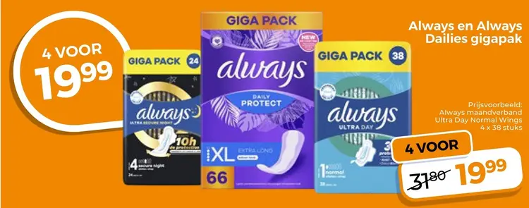 Aanbieding: Always en Always Dailies gigapak