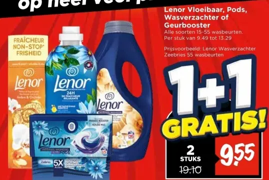 Aanbieding: Lenor Vloeibaar, Pods, Wasverzachter of Geurbooster