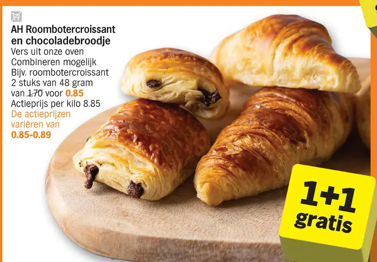 Aanbieding: Roombotercroissant en chocoladebroodje