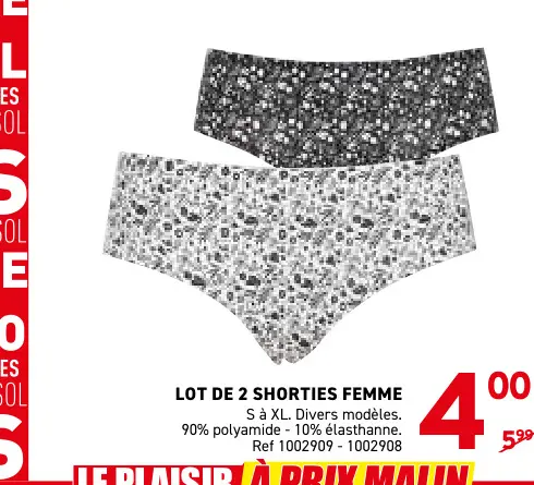 Offre: Lot de 2 shorties femme