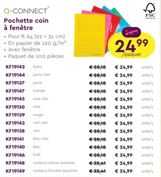Offre: Pochette coin à fenêtre
