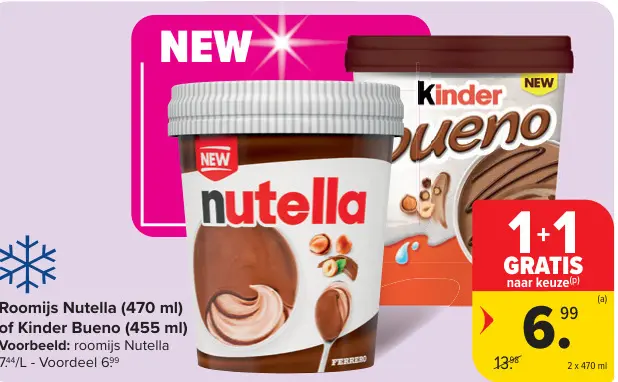 Promotie: Roomijs Nutella of Kinder Bueno