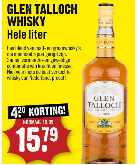 Aanbieding: Glen Talloch Whisky 100 cl