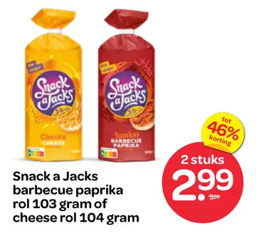 Aanbieding: Snack a Jacks barbecue paprika rol of cheese