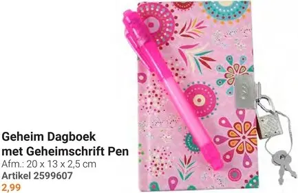 Aanbieding: Geheim Dagboek met Geheimschrift Pen
