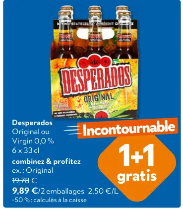 Offre: Desperados Original ou Virgin 0,0%