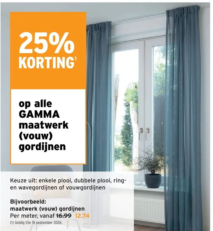 Promotie: maatwerk (vouw) gordijnen