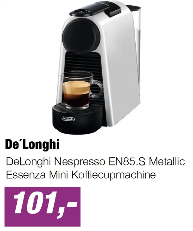 Aanbieding: DeLonghi Nespresso EN85.S Metallic Essenza Mini Koffiecupmachine