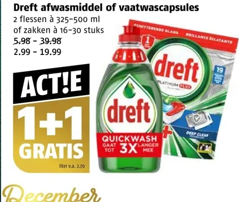 Aanbieding: Dreft afwasmiddel of vaatwascapsules