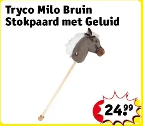 Aanbieding: Tryco Milo Bruin Stokpaard met Geluid