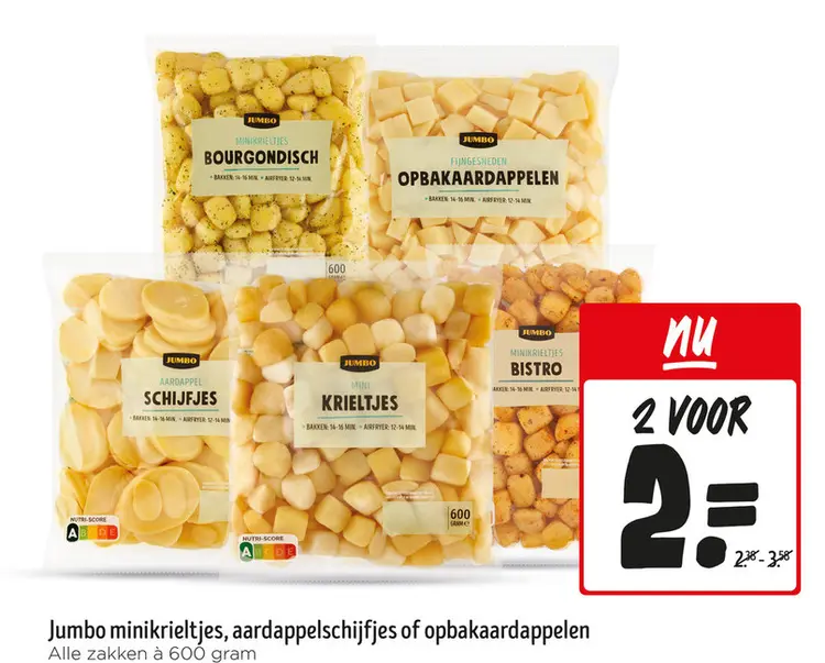Aanbieding: Minikrieltjes, aardappelschijfjes of opbakaardappelen