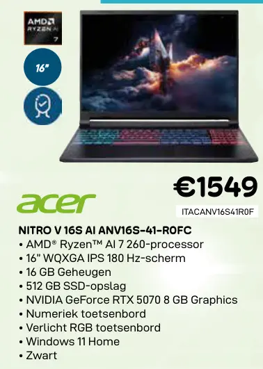 Promotie: Nitro v 16s ai anv16s-41-rofc