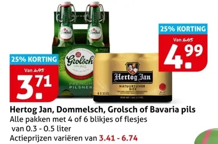 Aanbieding: Hertog Jan, Dommelsch, Grolsch of Bavaria pils