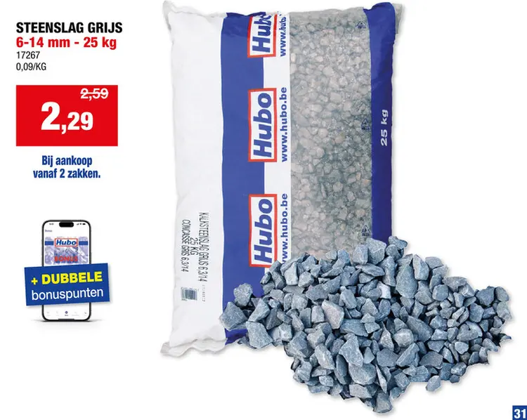 Promotie: Hubo steenslag 6-14 mm 25kg grijs