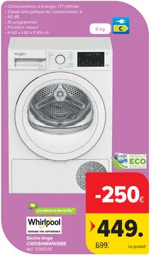 Offre: Sèche-linge CWD84MWWSBE