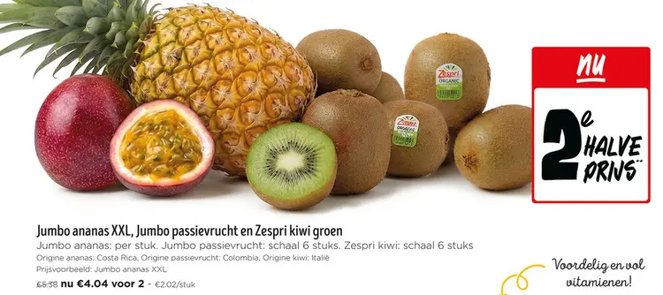 Promotie: Ananas XXL, Jumbo passievrucht en Zespri kiwi groen