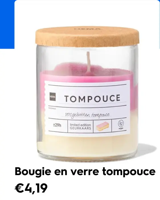 Offre: Bougie en verre tompouce