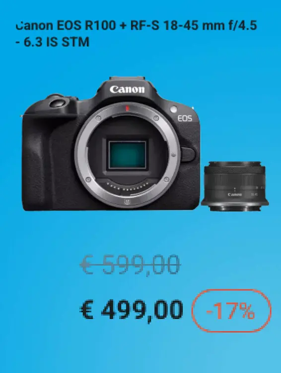 Promotie: EOS R100 + RF-S 18-45 mm f/4.5 - 6.3 IS STM