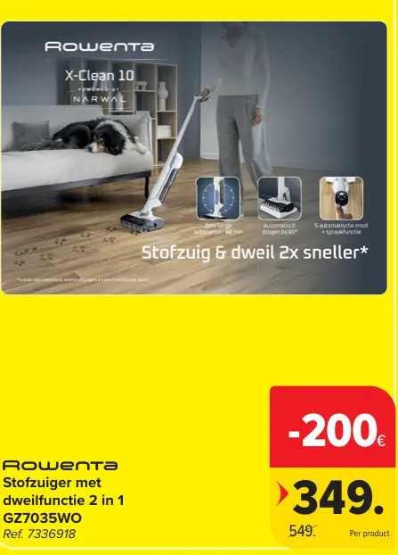 Promotie: X-Clean 10 Stofzuiger met dweilfunctie 2 in 1
