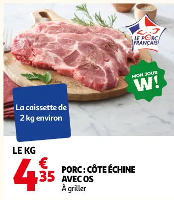 Offre: Porc : côte échine avec os