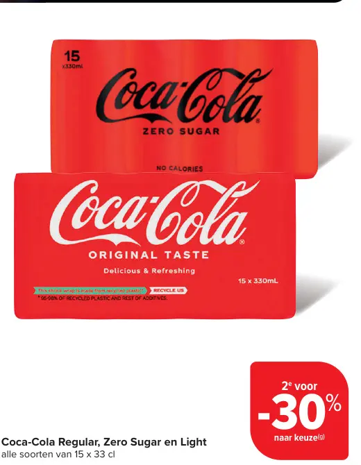 Promotie: Coca-Cola Regular, Zero Sugar en Light
