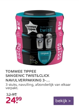 Aanbieding: Tommee Tippee Sangenic Twist&Click navulverpakking 3-pack