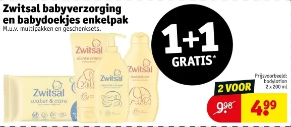 Aanbieding: Zwitsal babyverzorging en babydoekjes enkelpak