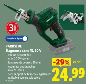 Offre: Élagueuse sans fil, 20 V