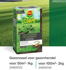 Promotie: Compo Gazonzaad Herstelgazon - snelle kieming - 1kg - 50m²