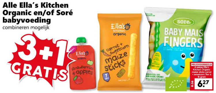 Aanbieding: Alle Ella's Kitchen Organic en/of Soré babyvoeding