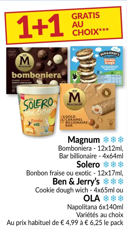 Offre: Bomboniera, Bar billionaire, Bonbon fraise ou exotic, Cookie dough wich ou Napolitana