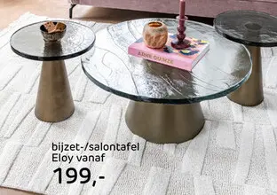 Aanbieding: Eloy, Bijzettafel 41 X 41 Cm - Glazen Blad