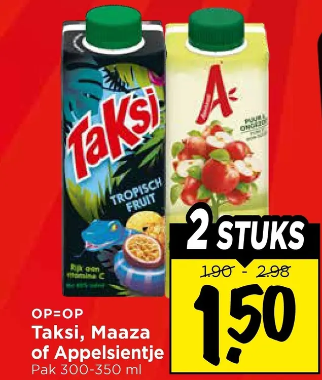 Aanbieding: Taksi, Maaza of Appelsientje