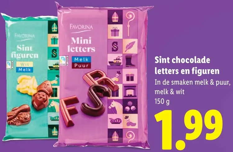 Aanbieding: Sint chocolade letters en figuren