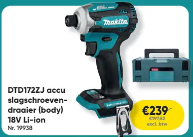 Aanbieding: DTD172ZJ accu slagschroevendraaier (body)