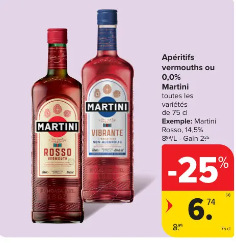 Offre: Apéritifs vermouths ou 0,0% Martini