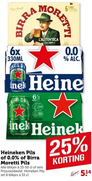 Aanbieding: Heineken Pils of 0.0% of Birra Moretti Pils