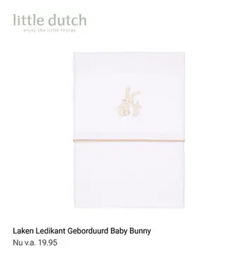 Aanbieding: Laken Ledikant Little Dutch Geborduurd Baby Bunny