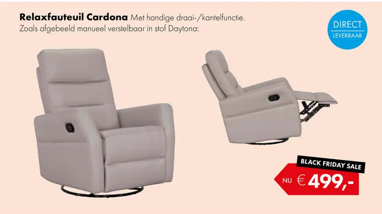 Aanbieding: Cardona relaxfauteuil grijs