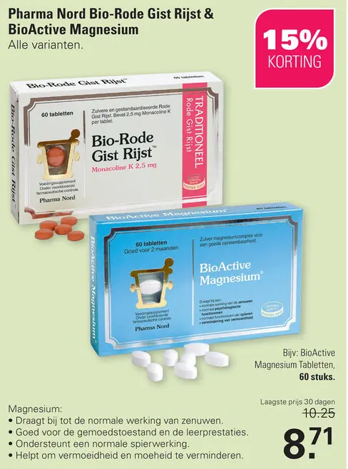 Aanbieding: Pharma Nord Bio-Rode Gist Rijst Tabletten & BioActive magnesium