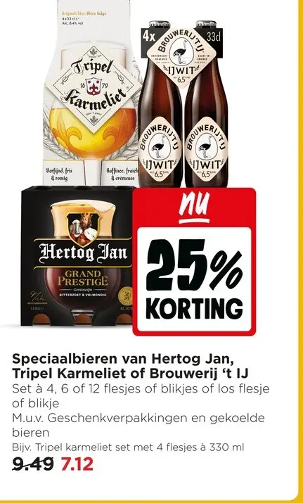 Aanbieding: Speciaalbieren van Hertog Jan, Tripel Karmeliet of Brouwerij 't IJ