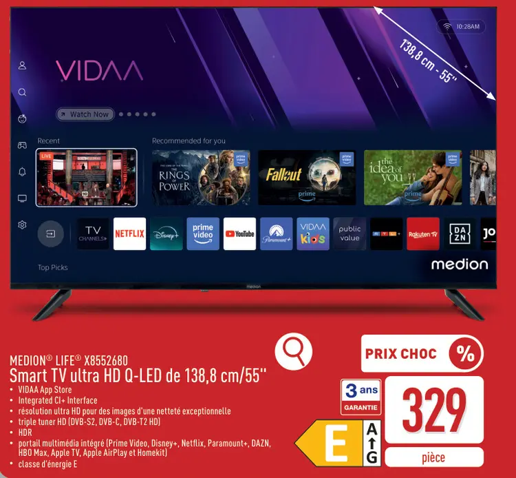 Offre: MEDION® LIFE® X8552680 Smart TV ultra HD Q-LED