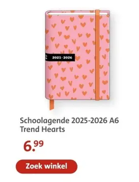 Aanbieding: Schoolagenda 2025-2026 A6 Trend Hearts
