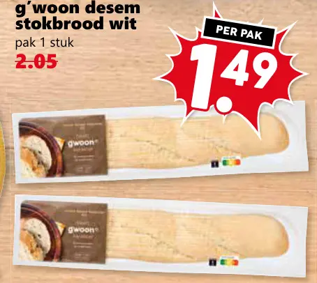 Aanbieding: desem stokbrood wit