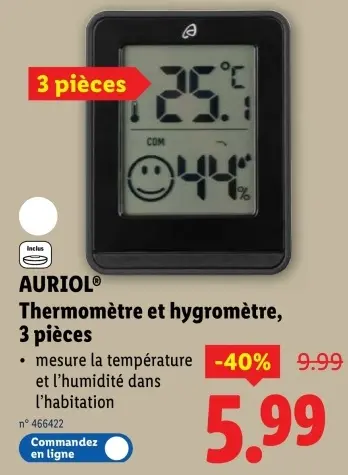 Offre: Thermomètre et hygromètre